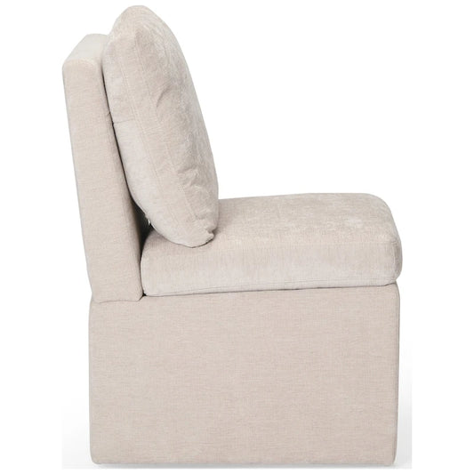 Stansberry Chenille Upholstered Armless Dining Chair with Under Seat Storage and Caster Wheels (Set of 2)