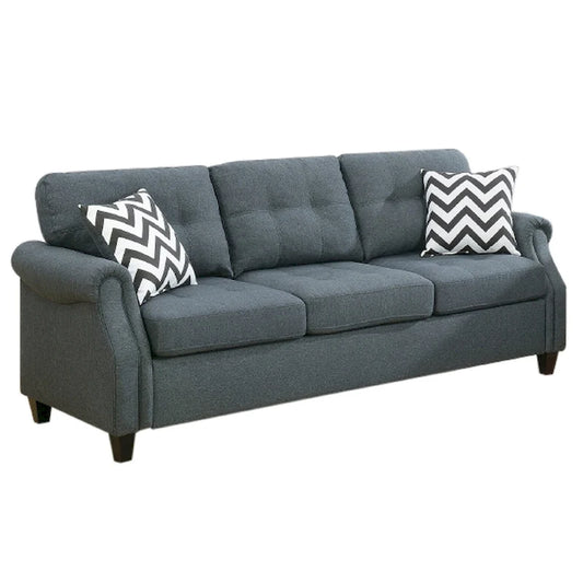 Modern 2 Piece Sofa Set, Loveseat and Pillows, USB Console, Cupholder, Gray