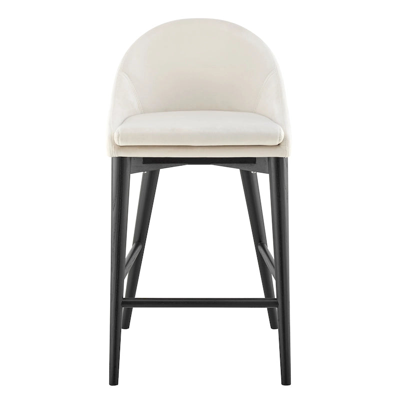 Baruch Counter Stool in Beige with Matte Black Legs - Set of 1