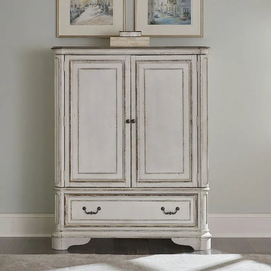 Magnolia Manor Antique White & Weathered Bark Door Chest