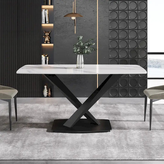 63 inch Modern White Rectangular Dining Table