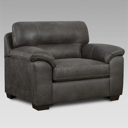 Roundhill Furniture Tirana Contemporary Fabric Pillow-top Arm Chair with Ottoman in Sequoia Ash