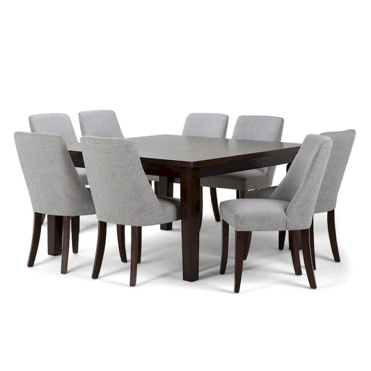 WYNDENHALL Haley Contemporary 9 Pc Dining Set with 8 Upholstered Dining Chairs and 54 inch Wide Table