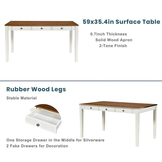 6-Piece Wood Dining Table Set with 4 Chairs and Bench