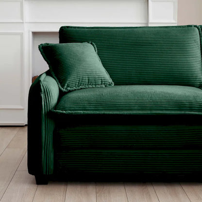 Green 6-piece Oversized Corduroy Upholstered U-Shaped Modular Sectional Sofa with 2 Removable Ottoman and Free Combination