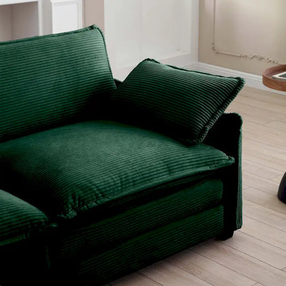 Green 6-piece Oversized Corduroy Upholstered U-Shaped Modular Sectional Sofa with 2 Removable Ottoman and Free Combination