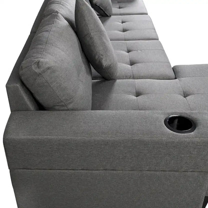 Modern 4-Seat L-Shaped Sectional Sofa with Lounge Chaise