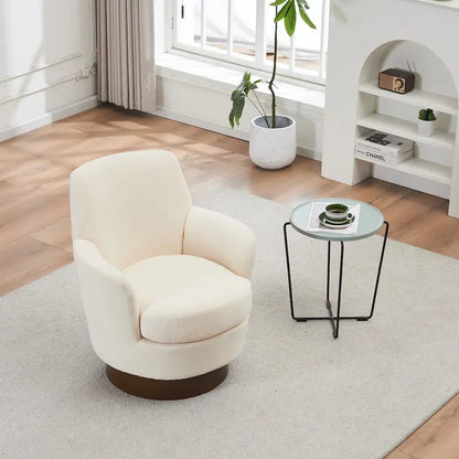 29.3 Upholstered Swivel Barrel Chair with Stainless Steel Base