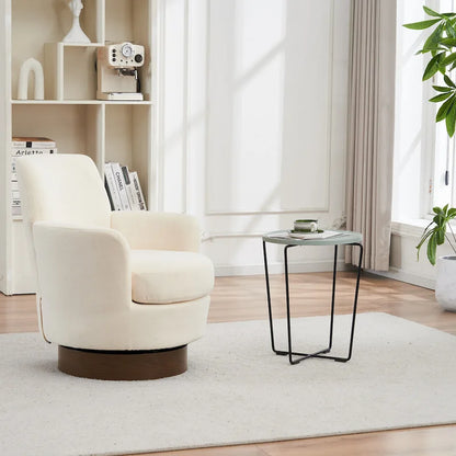 29.3 Upholstered Swivel Barrel Chair with Stainless Steel Base