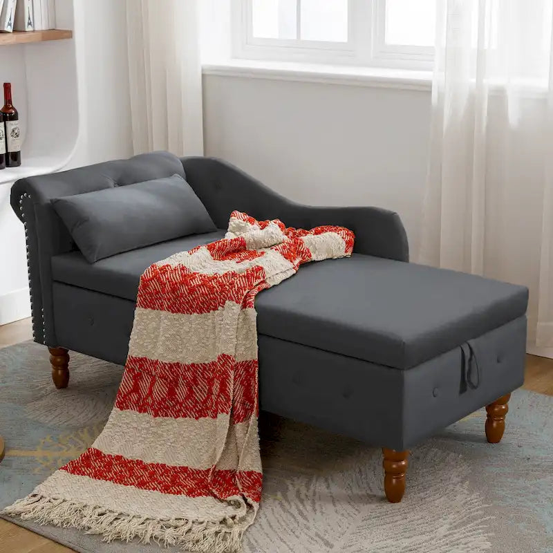 Velvet Chaise Lounge Indoor with Pillow