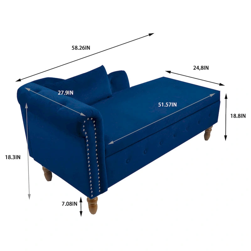 Velvet Chaise Lounge Indoor with Pillow