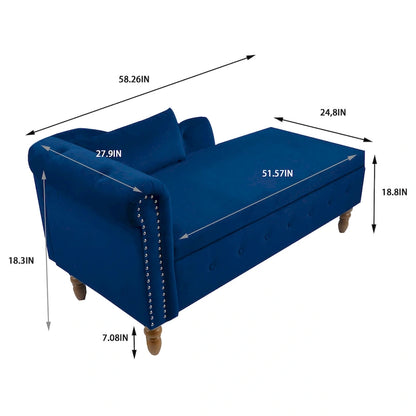Velvet Chaise Lounge Indoor with Pillow