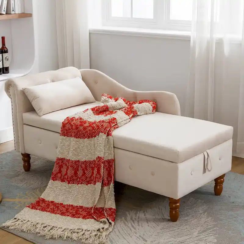 Velvet Chaise Lounge Indoor with Pillow