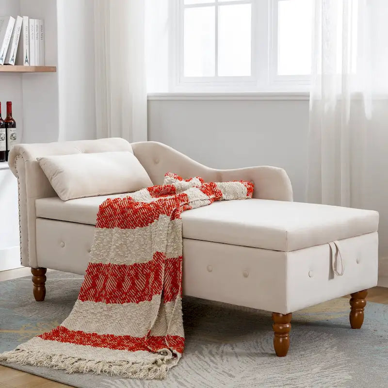 Velvet Chaise Lounge Indoor with Pillow