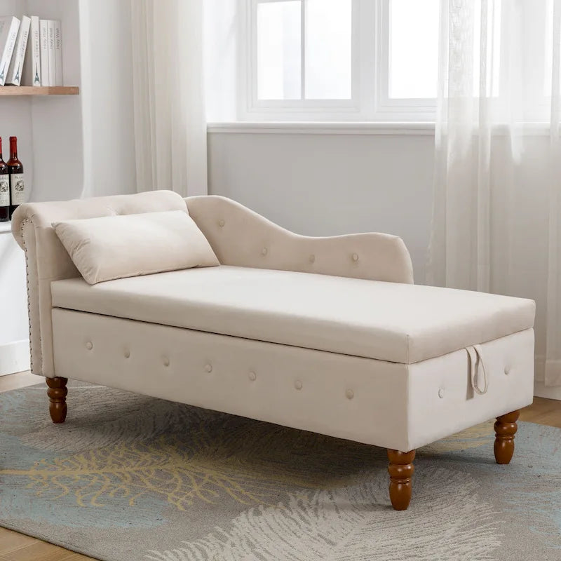 Velvet Chaise Lounge Indoor with Pillow