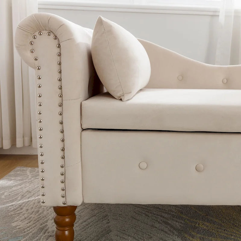 Velvet Chaise Lounge Indoor with Pillow