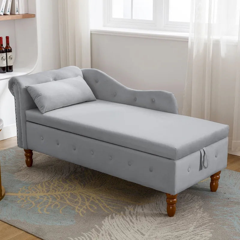 Velvet Chaise Lounge Indoor with Pillow