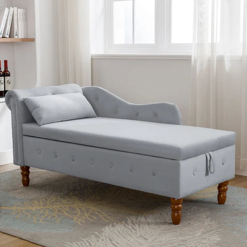 Velvet Chaise Lounge Indoor with Pillow
