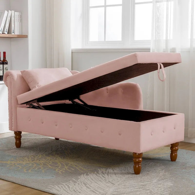 Velvet Chaise Lounge Indoor with Pillow
