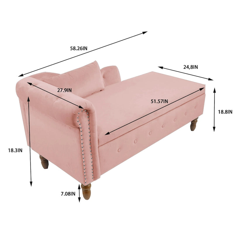 Velvet Chaise Lounge Indoor with Pillow