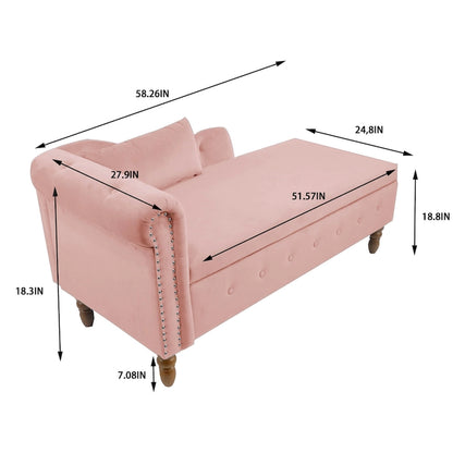 Velvet Chaise Lounge Indoor with Pillow