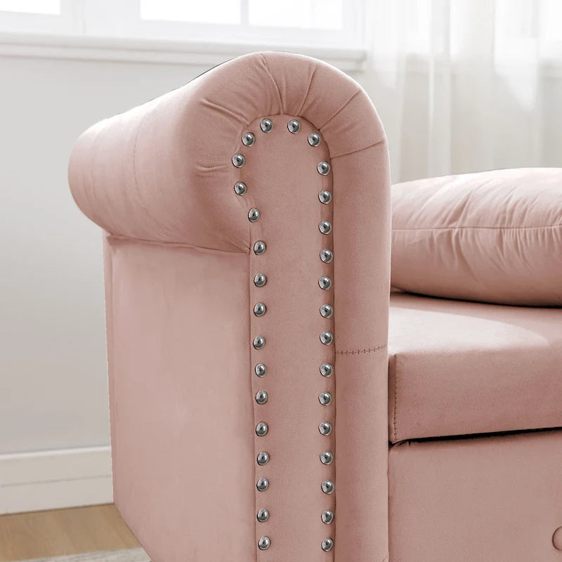 Velvet Chaise Lounge Indoor with Pillow
