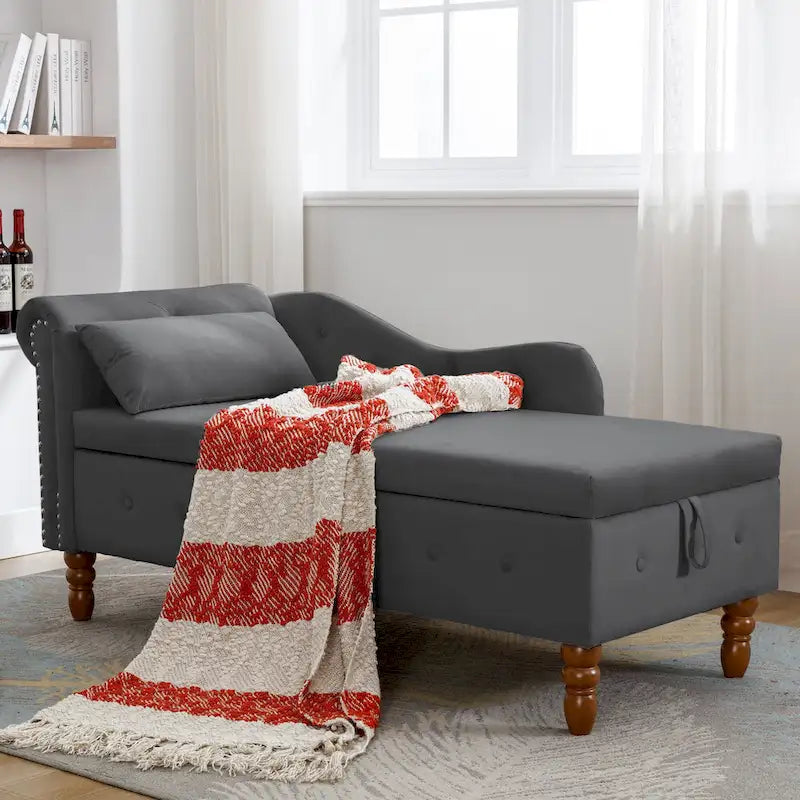 Velvet Chaise Lounge Indoor with Pillow