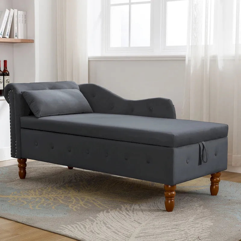 Velvet Chaise Lounge Indoor with Pillow