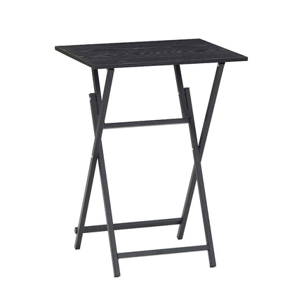 2-Piece Folding TV Tray Table,Portable Sofa Side Table,Industrial Snack Table, Space-Saving Easy to Fold Wood Rustic