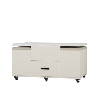 Modern Lift-Up Coffee Table with 4 Stools and 2 Drawers