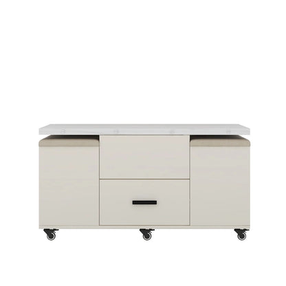 Modern Lift-Up Coffee Table with 4 Stools and 2 Drawers