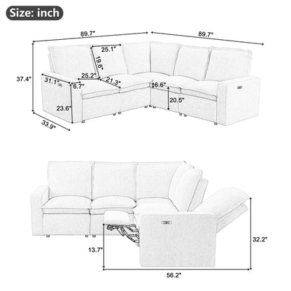 Power Recliner Chair Home Theater Seating Soft Chair with USB Port for Living Room, Bedroom, Theater room, Beige