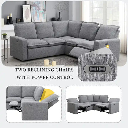 Power Recliner Chair Home Theater Seating Soft Chair with USB Port for Living Room, Bedroom, Theater room, Beige