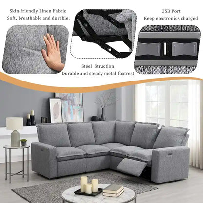 Power Recliner Chair Home Theater Seating Soft Chair with USB Port for Living Room, Bedroom, Theater room, Beige