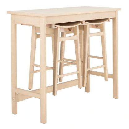 SAFAVIEH Neoma 3 Piece Pub Set - White Oak - 42.1 x 17.7 x 36.2 - 42Wx18Dx36H