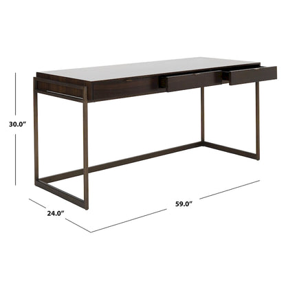 SAFAVIEH Couture Radunka 3-Drawer Smoked Eucalyptus Writing Desk