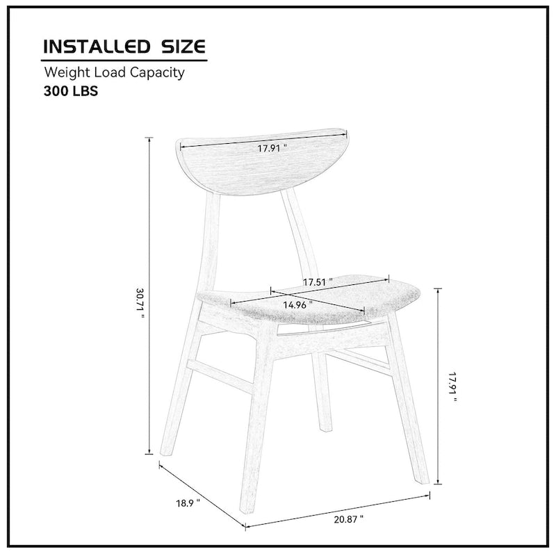 Modern 2-Piece Wooden Dining Chair Set, Wooden Frame with Backrest and Cushioned Seat, Suitable for Dining Room and Living Room