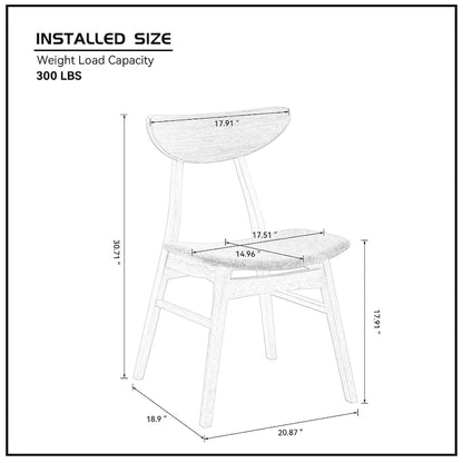 Modern 2-Piece Wooden Dining Chair Set, Wooden Frame with Backrest and Cushioned Seat, Suitable for Dining Room and Living Room