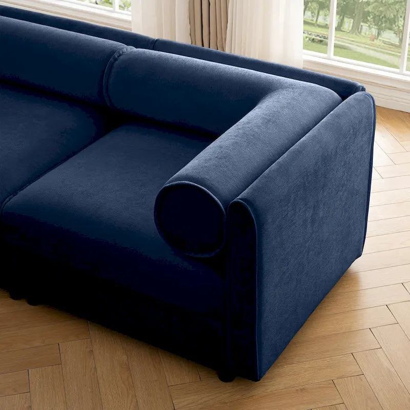 142.5 Chenille Upholstered U-Shaped Modular Sectional Sofa with Storage Seat, DIY Combination