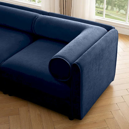 142.5 Chenille Upholstered U-Shaped Modular Sectional Sofa with Storage Seat, DIY Combination