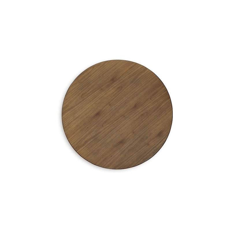 Doti Dining Table, 42 Inch Round Brown Top, Dark Blue Pedestal Base