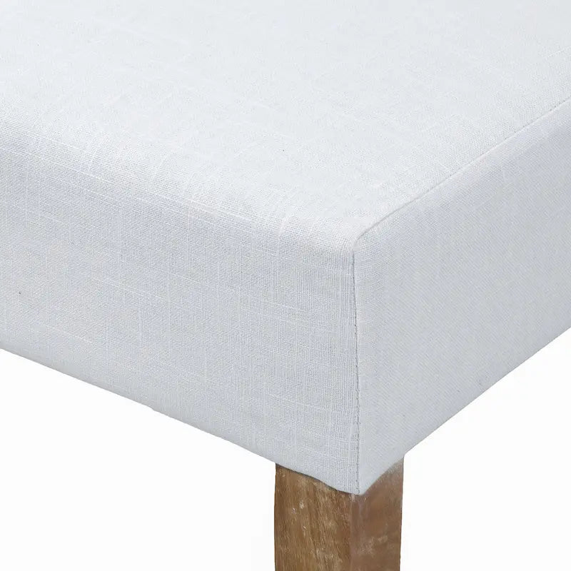 Feni Dining Parsons Chair Set of 2, Tufted Rolled, Off White Linen