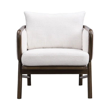 Sherpa Fabric Accent Chair Set of 2, Upholstered Armchair with Solid Wood Frame