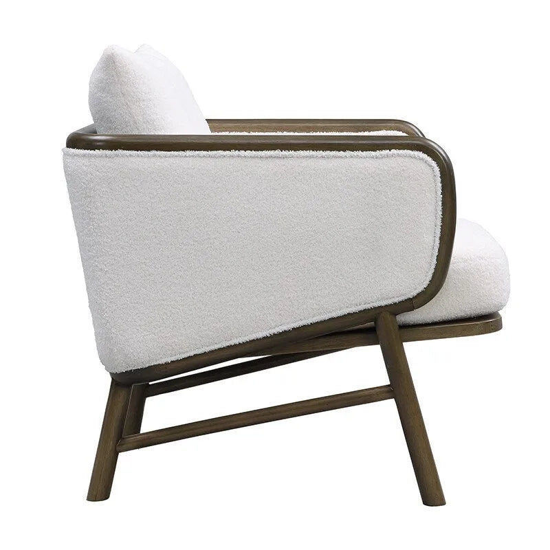 Sherpa Fabric Accent Chair Set of 2, Upholstered Armchair with Solid Wood Frame