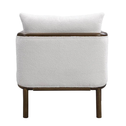 Sherpa Fabric Accent Chair Set of 2, Upholstered Armchair with Solid Wood Frame