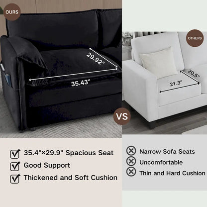109.45 Chenille Upholstered L-Shaped Modular Sectional Sofa with Double-Layer Cushions, DIY Combination