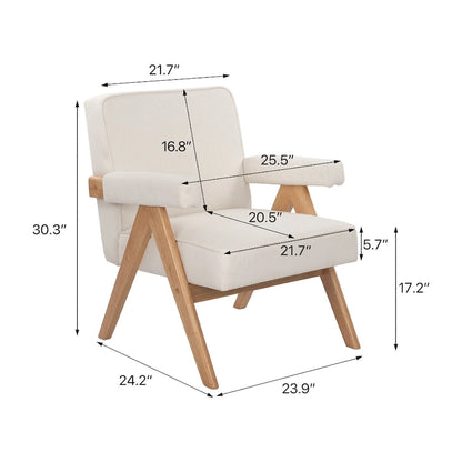 GDFStudio - Emery Solid Wood Leisure Chair with Cushions and Armrests for Living Room or Bedroom