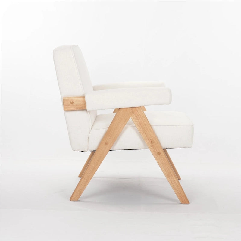 GDFStudio - Emery Solid Wood Leisure Chair with Cushions and Armrests for Living Room or Bedroom