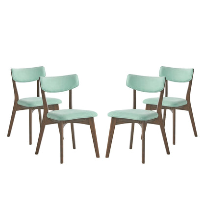 Chazz Mid-Century Modern Upholstered Rubberwood Dining Chairs (Set of 4) by Christopher Knight Home