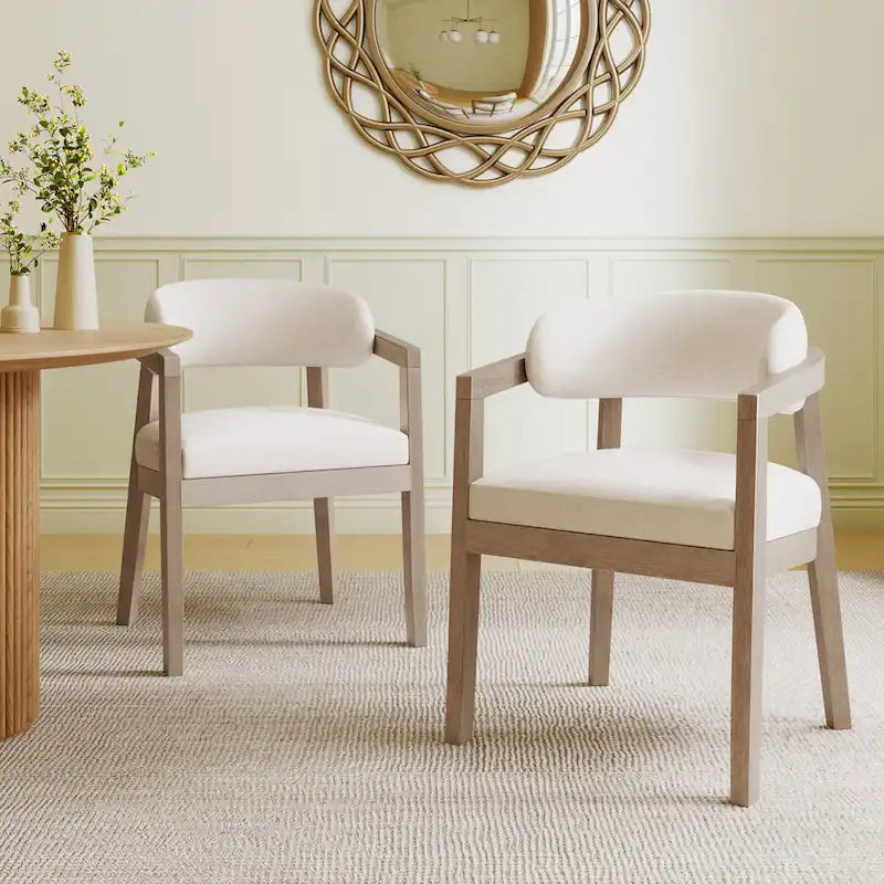 Christopher Knight Home - Carter Modern Dining Armchair Set of 2 with Upholstered Seating and Solid Wood Frame